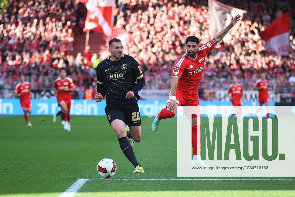 Berlin, Deutschland, 10.10.2026: Stadion Alte Försterei: 5. Spieltag, Saison 2026 27, 1. Fußball-Bundesliga: Union Berlin - SV Elversberg: elv26 und Kastriot Imeri (30, Union Berlin) im Duell