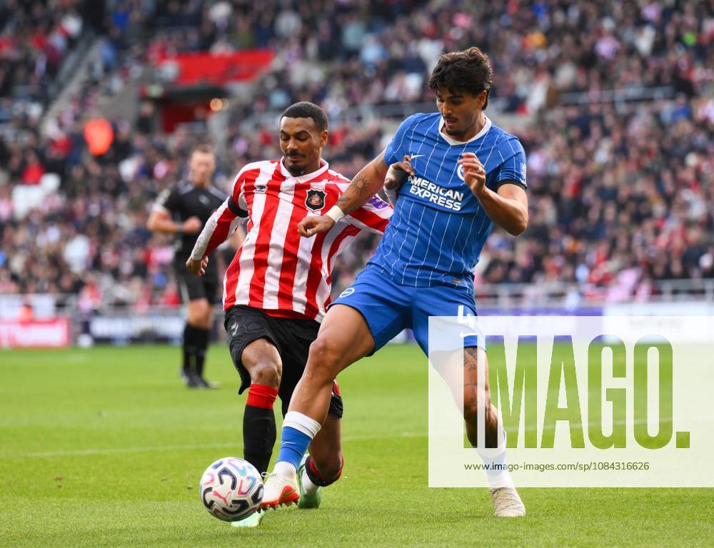 Wilson Isidor of Sunderland vies for the ball with Pascal Struijk of Brighton & Hove Albion Sunderland v Brighton & Hove Albion, Premier League, Football, Stadium of Light, Sunderland, UK - 10 Oct 2026Sunderland Stadium of Light United Kingdom