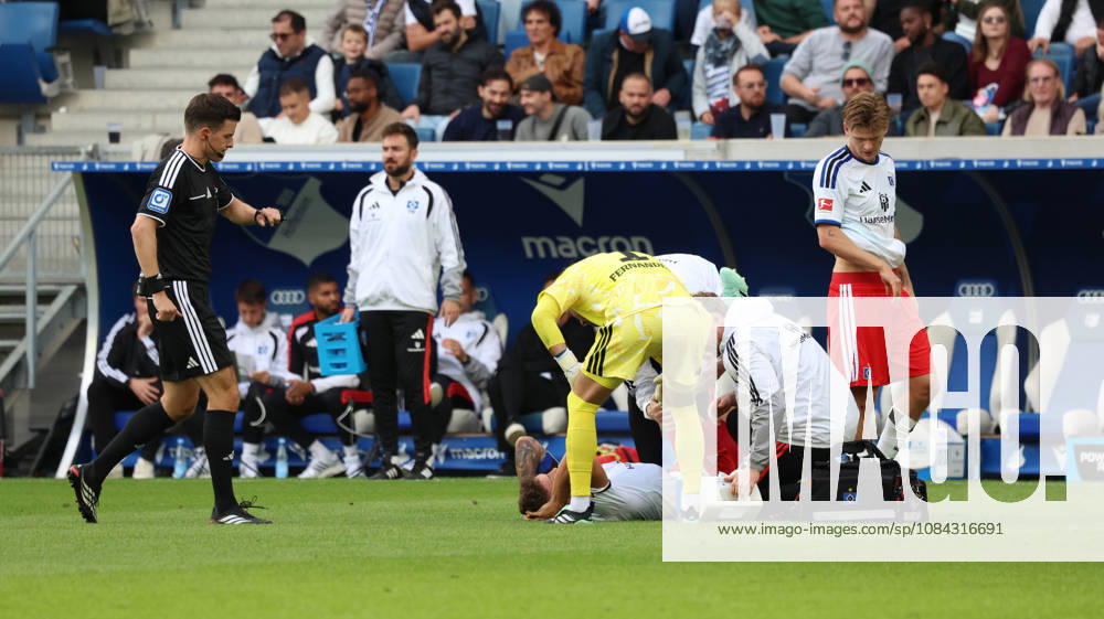Fussball 1.Bundesliga, TSG 1899 Hoffenheim - Hamburger SV v.l. Nicolai Remberg (Hamburger SV) verletzt, Verletzung, Schmerz, Schmerzen, injured, injury, pain, pains Sinsheim