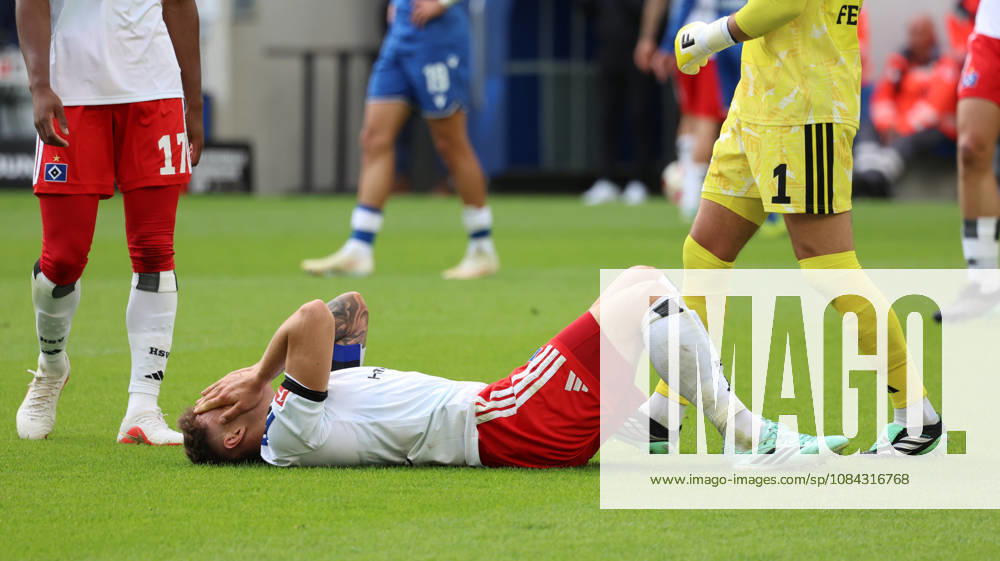 Fussball 1.Bundesliga, TSG 1899 Hoffenheim - Hamburger SV v.l. Nicolai Remberg (Hamburger SV) verletzt, Verletzung, Schmerz, Schmerzen, injured, injury, pain, pains Sinsheim