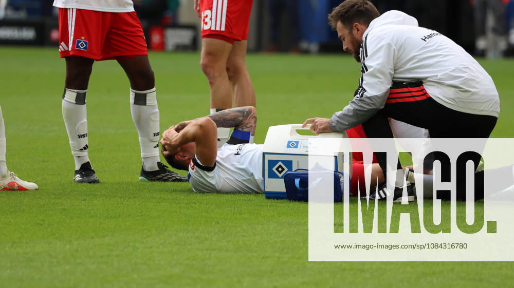 Fussball 1.Bundesliga, TSG 1899 Hoffenheim - Hamburger SV v.l. Nicolai Remberg (Hamburger SV) verletzt, Verletzung, Schmerz, Schmerzen, injured, injury, pain, pains Sinsheim