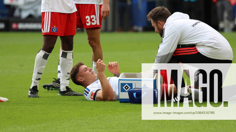 Fussball 1.Bundesliga, TSG 1899 Hoffenheim - Hamburger SV v.l. Nicolai Remberg (Hamburger SV) verletzt, Verletzung, Schmerz, Schmerzen, injured, injury, pain, pains Sinsheim