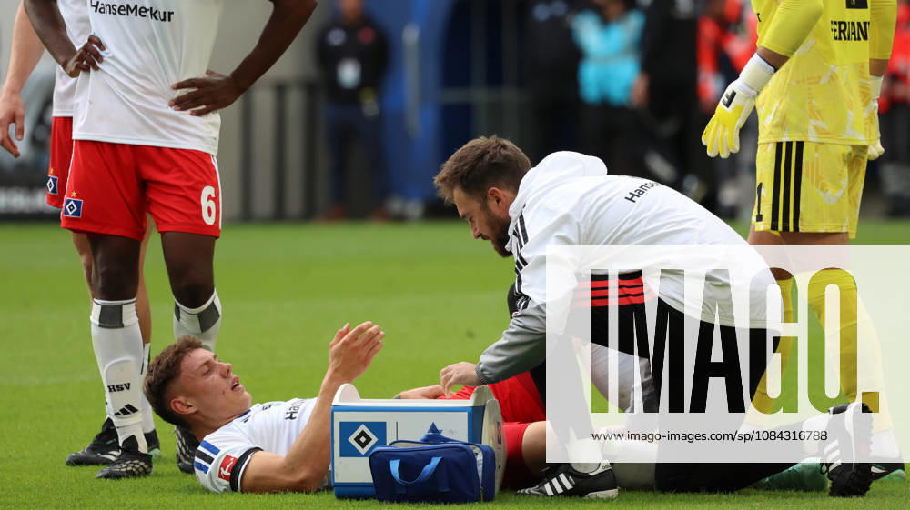 Fussball 1.Bundesliga, TSG 1899 Hoffenheim - Hamburger SV v.l. Nicolai Remberg (Hamburger SV) verletzt, Verletzung, Schmerz, Schmerzen, injured, injury, pain, pains Sinsheim