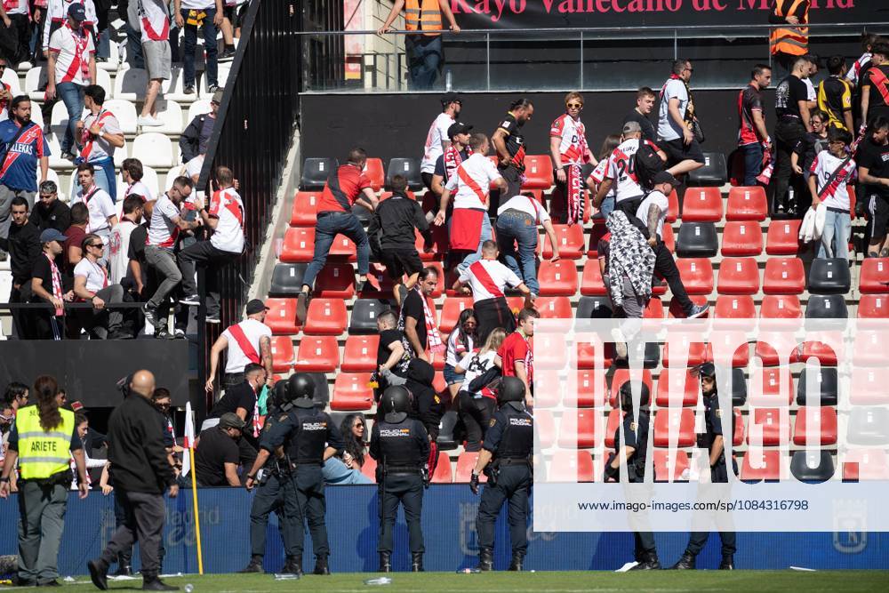 ESP: LaLiga EA Sports Rayo Vallecano v Athletic Club The National Police clear Rayo Vallecano fans from the stadium following the suspension of the match during LaLiga EA Sports between Rayo Vallecano v Athletic Club played at Vallecas Stadium in Madrid on October 10, 2026 in Spain Spain Futbol