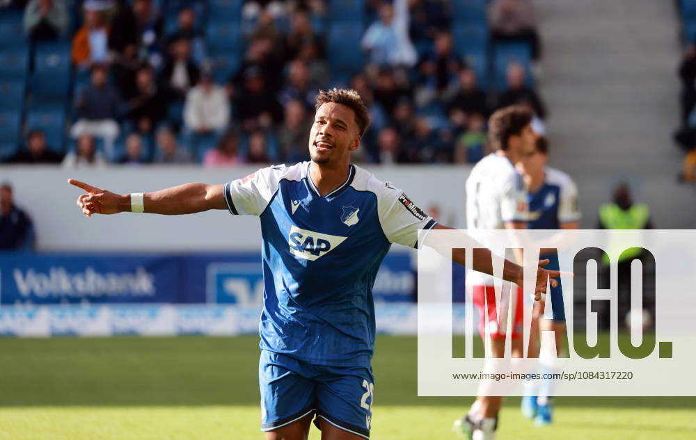 TSG 1899 Hoffenheim - Hamburger SV Deutschland, Sinsheim, 10.10.2026, Fussball, Bundesliga, Saison 2026 2027, TSG 1899 Hoffenheim - Hamburger SV: Bambase Conte (TSG 1899 Hoffenheim); Jubel wegen Foul nicht gegebenes Tor.
