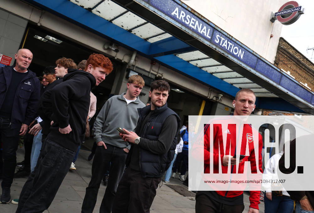 Arsenal v Leeds United 10 October 2026, London - Premier League Football - Arsenal v Leeds United - Arsenal fans exit Arsenal underground station - Photo: Charlotte Wilson Offside. London UK