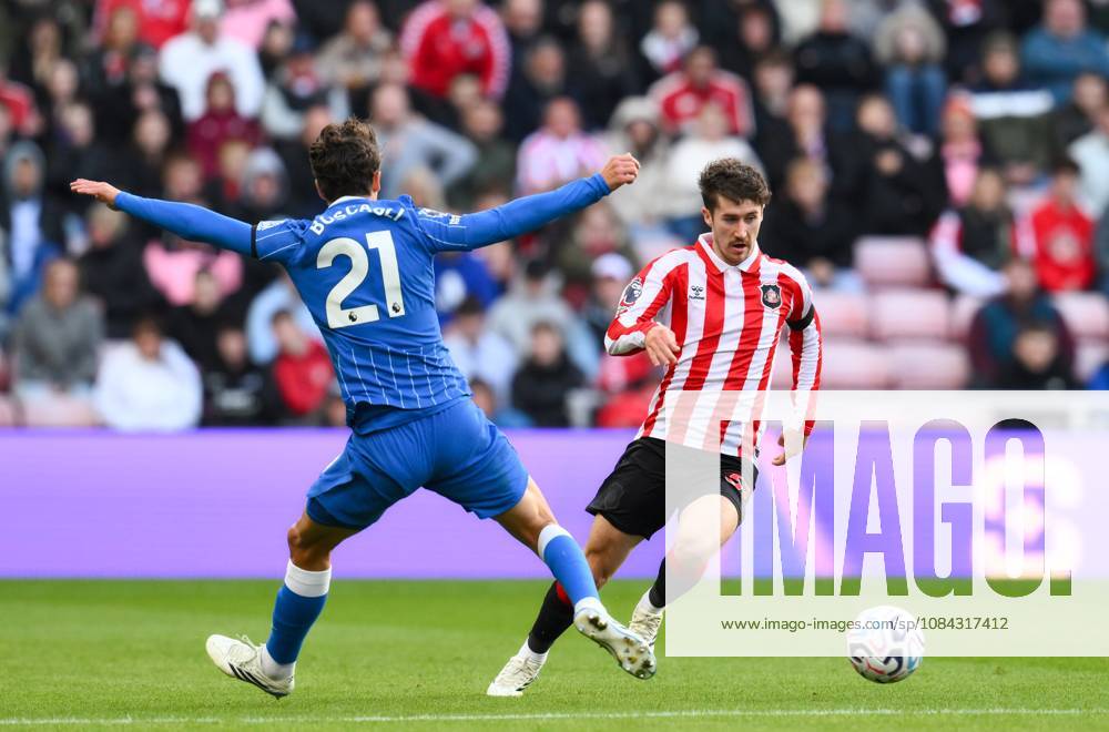 Trai Hume of Sunderland (right) Sunderland v Brighton & Hove Albion, Premier League, Football, Stadium of Light, Sunderland, UK - 10 Oct 2026Sunderland Stadium of Light United Kingdom