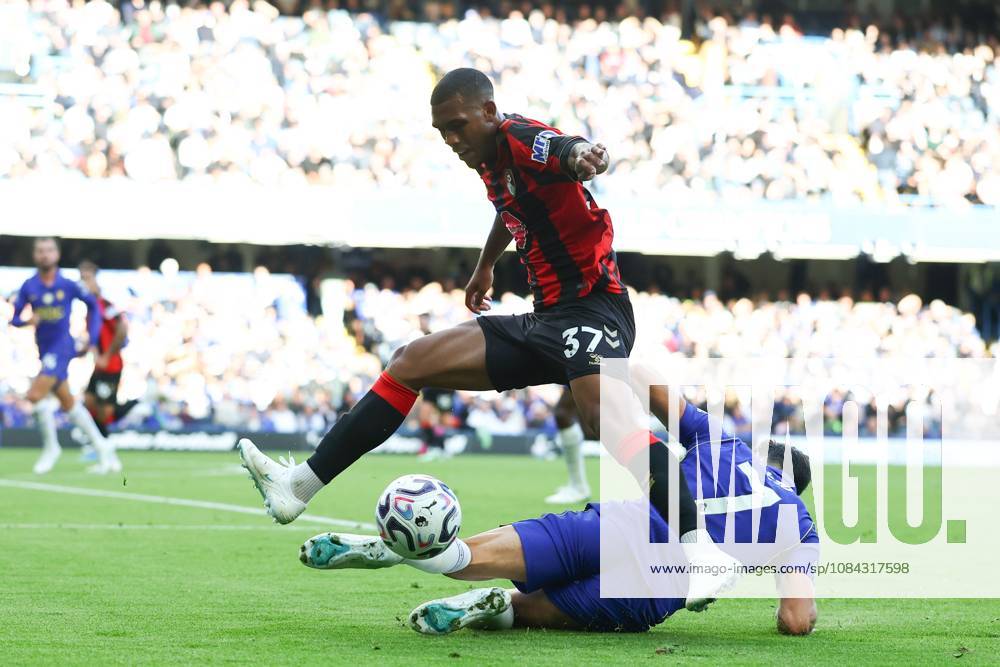 Rayan of AFC Bournemouth rides the tackle of Pedro Neto of Chelsea Chelsea v Bournemouth, Premier League, Football, Stamford Bridge, London, UK - 10 Oct 2026London Stamford Bridge United Kingdom