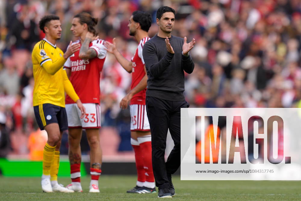 10th October 2026; Emirates Stadium, London, England; Premier League Football, Arsenal versus Leeds United; Mikel Arteta applauds supporters at full-time following his side& x2019;s 2-1 victory TomxMajor