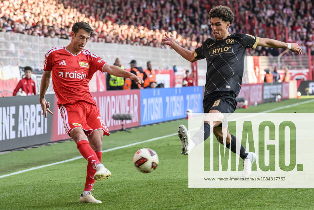 Im Bild v.l.: Janik Haberer (Union Berlin, 19), Noah Darvich (SV Elversberg, 10), Zweikampf, Action, Kampf, kaempft um den Ball, GER, Berlin, Fussball, 1. FC Union Berlin vs SV Elversberg, in der Alten Försterei, 10.10.2026, DFB DFL REGULATIONS PROHIBIT ANY USE OF PHOTOGRAPHS AS IMAGE SEQUENCES AND OR QUASI-VIDEO,
