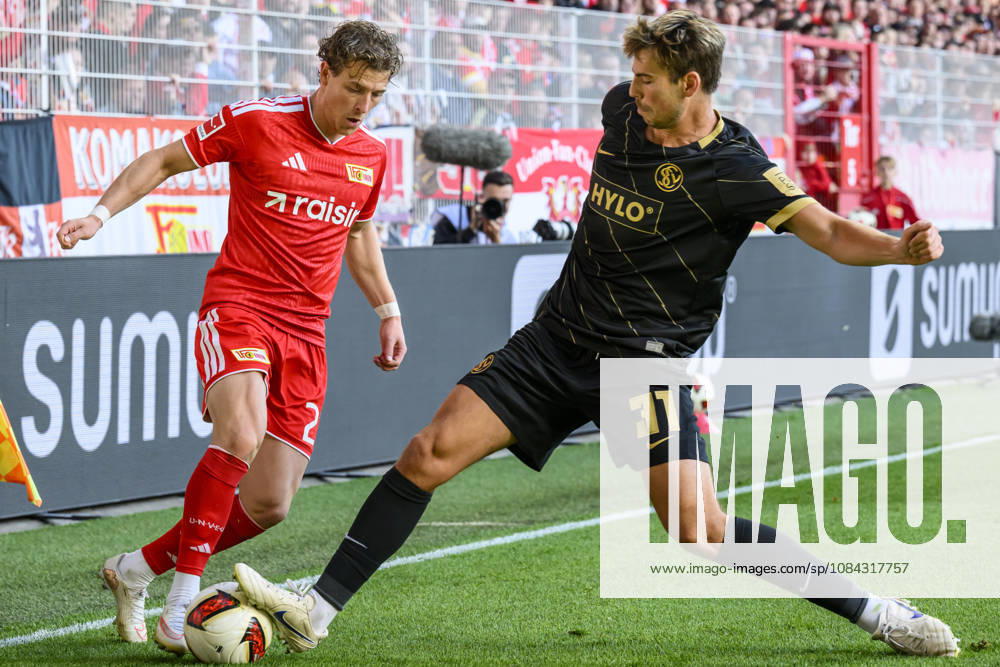Im Bild v.l.: Tim Skarke (Union Berlin, 21), Maximilian Rohr (SV Elversberg, 31), Zweikampf, Action, Kampf, kaempft um den Ball, GER, Berlin, Fussball, 1. FC Union Berlin vs SV Elversberg, in der Alten Försterei, 10.10.2026, DFB DFL REGULATIONS PROHIBIT ANY USE OF PHOTOGRAPHS AS IMAGE SEQUENCES AND OR QUASI-VIDEO,