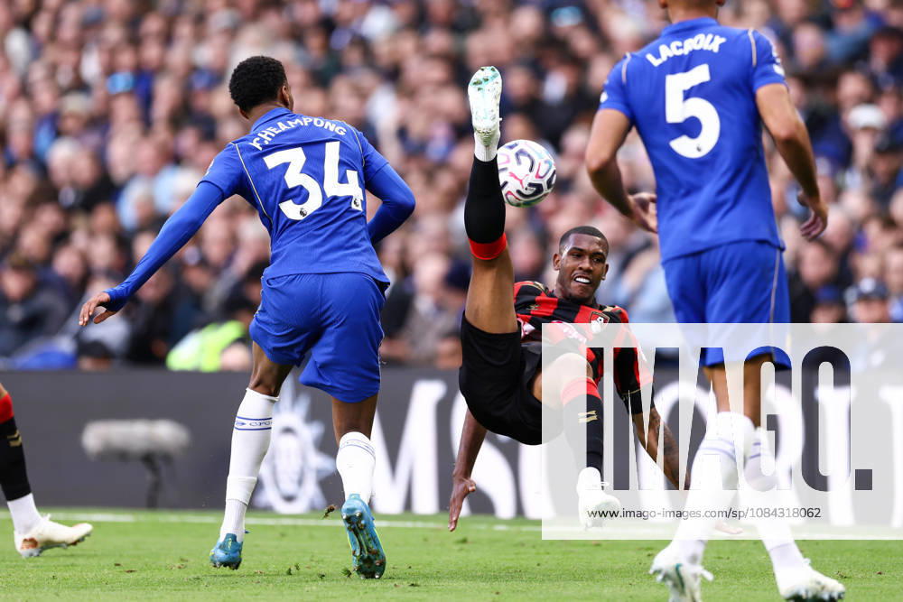 Chelsea v Bournemouth 10 October 2026, London - Premier League Football - Chelsea v Bournemouth - Rayan of Bournemouth falls over Josh Acheampong of Chelsea - Photo: Jacques Feeney Offside. London UK