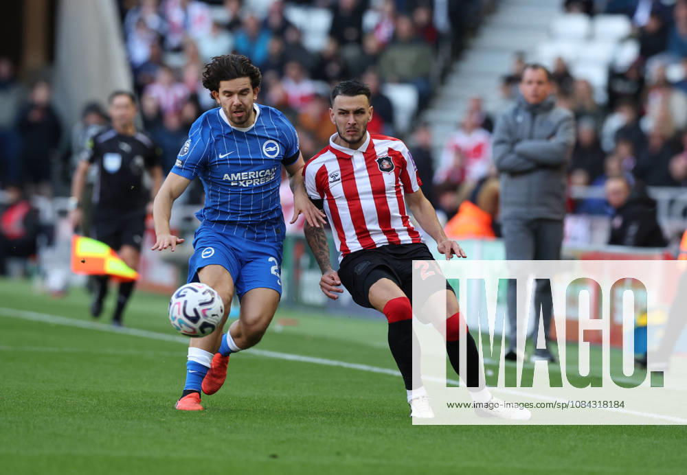 Sunderland, England, 10th October 2026. Enzo Le Fee (R) of Sunderland in action with Ferdi Kadioglu of Brighton and Hove Albion during the Sunderland vs Brighton and Hove Albion Premier League match at the Stadium Of Light, Sunderland. Picture credit should read: Nigel Roddis Sportimage . SPI_018_NR_SUND_BRIG SPI-5059-0018