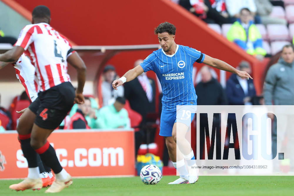 10th October 2026; Stadium of Light, Sunderland, England; Premier League Football, Sunderland versus Brighton and Hove Albion; Charalampos Kostoulas of Brighton and Hove Albion on the ball DavexLofthouse