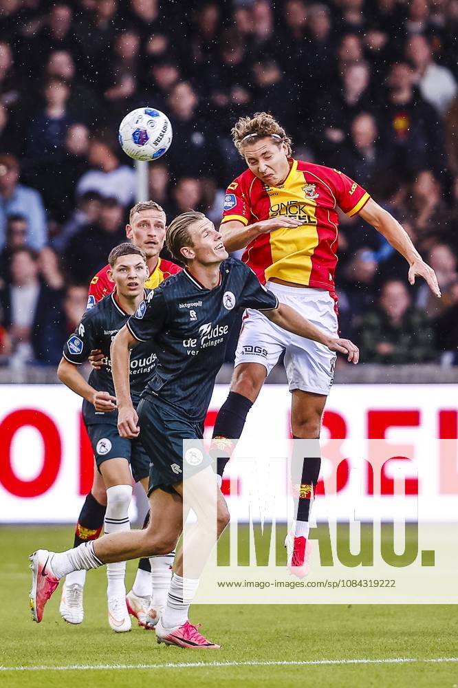 , Stadium De Adelaarshorst , season 2026 2027 , Dutch Eredivisie football . match between Go Ahead Eagles and Sparta Rotterdam, Picture shows Sparta player Milan Zonneveld , Eagles player Soren Tengstedt Go Ahead Eagles - Sparta x208109745x