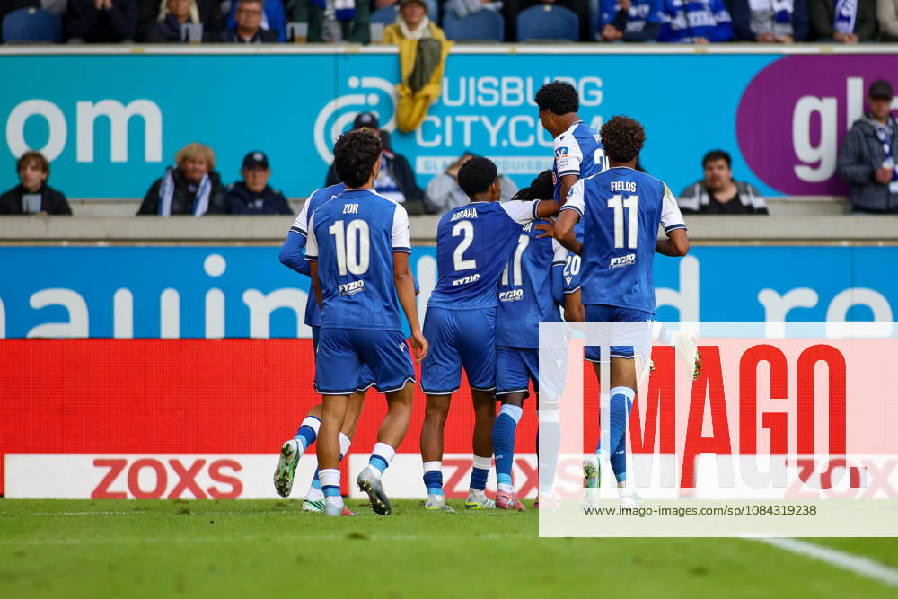 GER, Fussball, Herren, 3. Liga, Saison 2026 2027, MSV Duisburg - TSG Hoffenheim II Blessing Maleko Makanda (TSG II) Torjubel, jubelt mit seiner Mannschaft nach dem Treffer zum 0:2