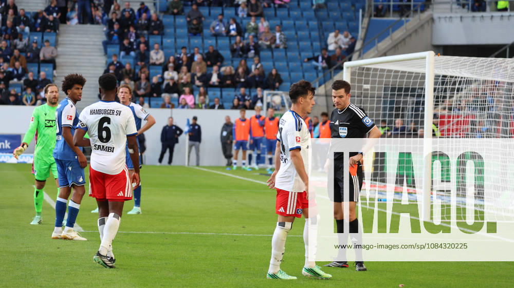 Fussball 1.Bundesliga, TSG 1899 Hoffenheim - Hamburger SV v.l. Bernardo (TSG 1899 Hoffenheim) Gelb-Rote Karte erhalten Schiedsrichter Referee Harm Osmers Sinsheim