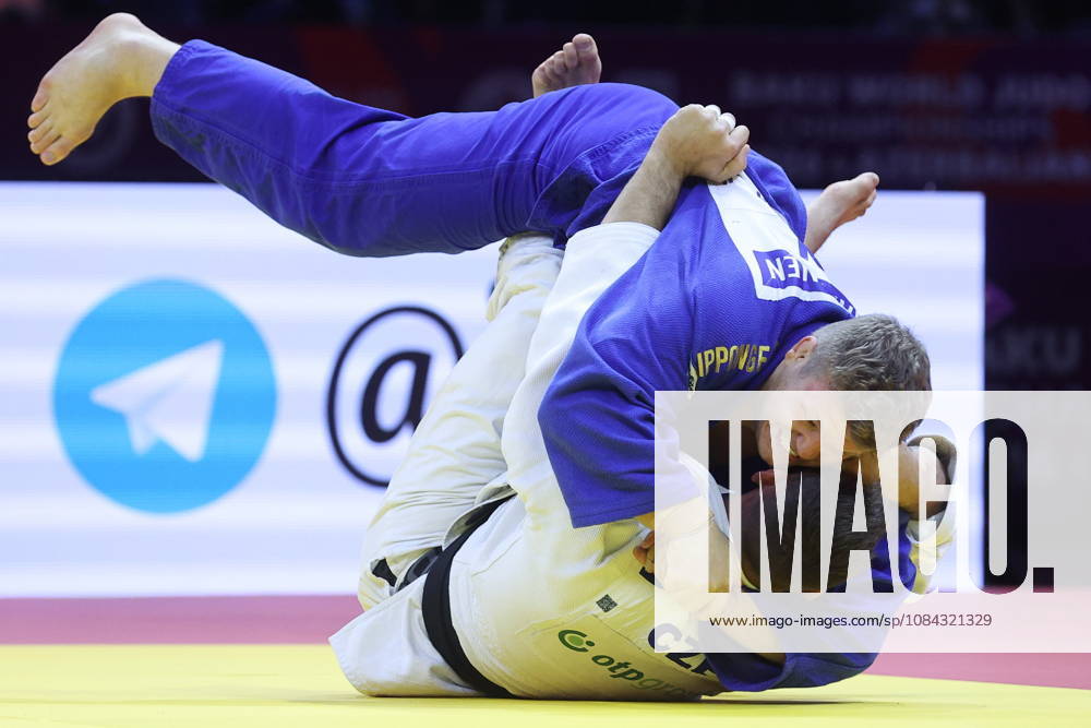 AZERBAIJAN, BAKU - OCTOBER 10, 2026: Finland s Martti Puumalainen (top) and Czechia s Lukas Krpalek fight in their heavyweight bout during the 2026 World Judo Championships at the National Gymnastics Arena. Mikhail Sinitsyn TASS 99047155