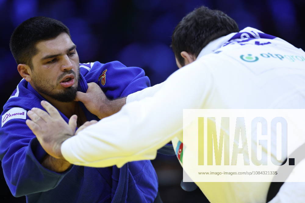 AZERBAIJAN, BAKU - OCTOBER 10, 2026: Azerbaijan s Dzhamal Gamzatkhanov (L) and Kanan Nasibov fight in their heavyweight bout during the 2026 World Judo Championships at the National Gymnastics Arena. Mikhail Sinitsyn TASS 99047510