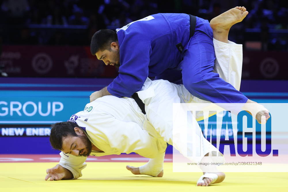 AZERBAIJAN, BAKU - OCTOBER 10, 2026: Azerbaijan s Dzhamal Gamzatkhanov (top) and Kanan Nasibov fight in their heavyweight bout during the 2026 World Judo Championships at the National Gymnastics Arena. Mikhail Sinitsyn TASS 99047907
