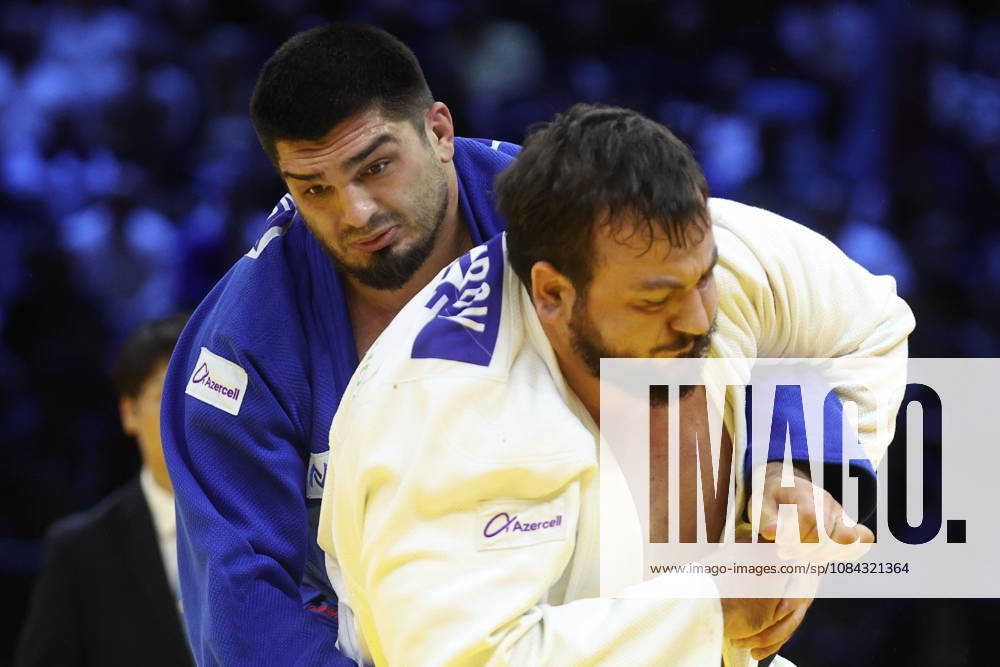 AZERBAIJAN, BAKU - OCTOBER 10, 2026: Azerbaijan s Dzhamal Gamzatkhanov (L) and Kanan Nasibov fight in their heavyweight bout during the 2026 World Judo Championships at the National Gymnastics Arena. Mikhail Sinitsyn TASS 99048143