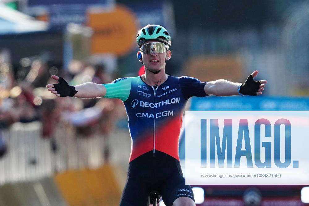France s Paul Seixas of Decathlon CMA CGM Team celebrates as he cycles to the finish line to win during the 120th edition of the Il Lombardia, Tour of Lombardy cycling race, a 239 km one day race from Bergamo to Como on October 10, 2026, Italy.