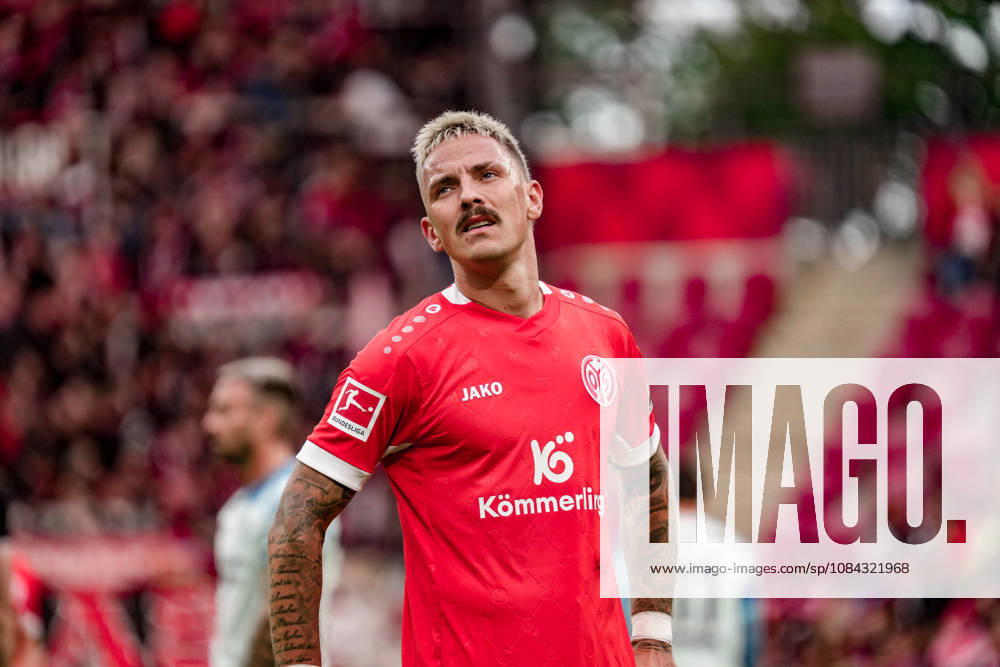 Deutschland: Fussball Saison 2026 2027 , 1. Bundesliga , 5. Spieltag , 1. FSV Mainz 05 vs. Bayer 04 Leverkusen - MEWA-Arena (Mainz) : Phillip Tietz (1. FSV Mainz 05, 9) Mimik, Gesichtsausdruck, Emotion Mainz MEWA-Arena Deutschland Germany