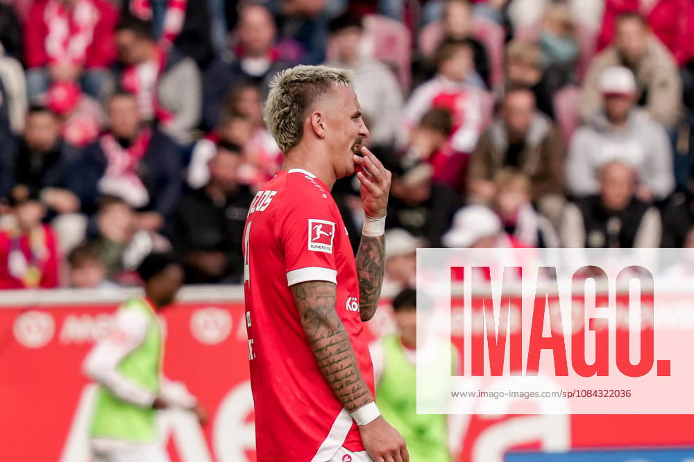 Deutschland: Fussball Saison 2026 2027 , 1. Bundesliga , 5. Spieltag , 1. FSV Mainz 05 vs. Bayer 04 Leverkusen - MEWA-Arena (Mainz) : Phillip Tietz (1. FSV Mainz 05, 9) Mimik, Gesichtsausdruck, Emotion Mainz MEWA-Arena Deutschland Germany