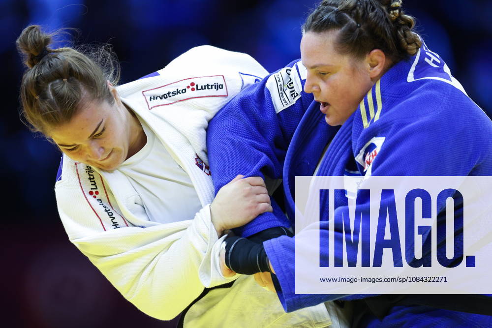 AZERBAIJAN, BAKU - OCTOBER 10, 2026: Croatia s Helena Vukovic (L) and Israel s Raz Hershko fight in their heavyweight bout during the 2026 World Judo Championships at the National Gymnastics Arena 2026 World Judo Championships In Baku - ZUMAt113 20261010_zaa_t113_400
