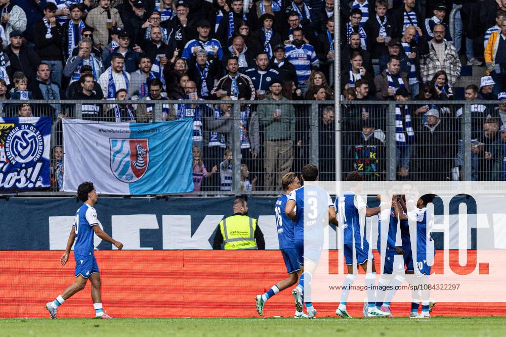 3.Liga: MSV Duisburg TSG Hoffenheim II; 10.10.2026 TSG Hoffenheim II bejubelt das Tor 3.Liga 8.Spieltag: MSV Duisburg TSG Hoffenheim II; Schauinsland-Reisen-Arena, Duisburg, 10.10.2026 DFB regulations prohibit any use of photographs as image sequences and or quasi video.