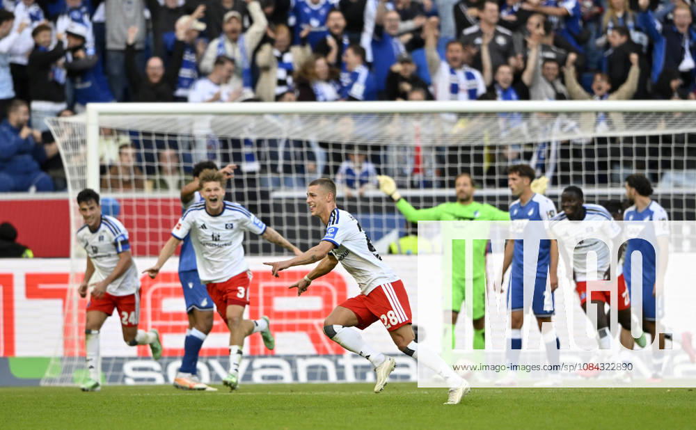 TOR zum 2:3 Miro Muheim Hamburger SV HSV (28) Torjubel TSG 1899 Hoffenheim vs Hamburger SV HSV 10.10.2026 DFL REGULATIONS PROHIBIT ANY USE OF PHOTOGRAPHS AS IMAGE SEQUENCES AND OR QUASI-VIDEO TSG 1899 Hoffenheim vs Hamburger SV HSV