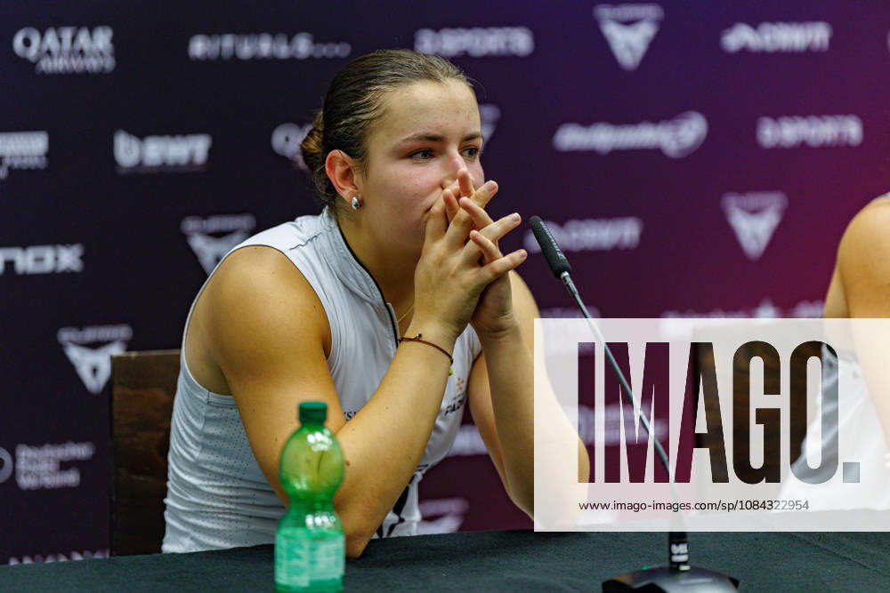 DÜSSELDORF, GERMANY - 10 OCTOBER 2026: Image shows press conference, PK, Pressekonferenz with Martina Calvo (ESP) during CUPRA Germany Premier Padel P2 2026 Day 7: Semifinals at CASTELLO Düsseldorf on 10 10 2026 in Düsseldorf, Germany. Germany