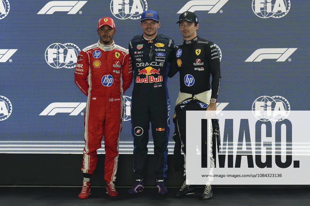 FORMULA 1 SINGAPORE AIRLINES SINGAPORE GRAND PRIX 2026 Max Verstappen (NED) 3 Red Bull Racing, Charles Leclerc (MON) 16 Ferrari and Lewis Hamilton (GBR) 44 Ferrari in parc ferme after qualifying during the Formula 1 Singapore Airlines Singapore Grand Prix 2026, Round 17 of the 2026 Formula 1 World Championship, WM, Weltmeisterschaft from 9th - 11th October 2026 at the Marina Bay Street Circuit, Singapore. Credit: Robbie Hoad Every Second Media Editorial use only. All images are copyright Every Second Media Limited. No images may be reproduced without prior permission.