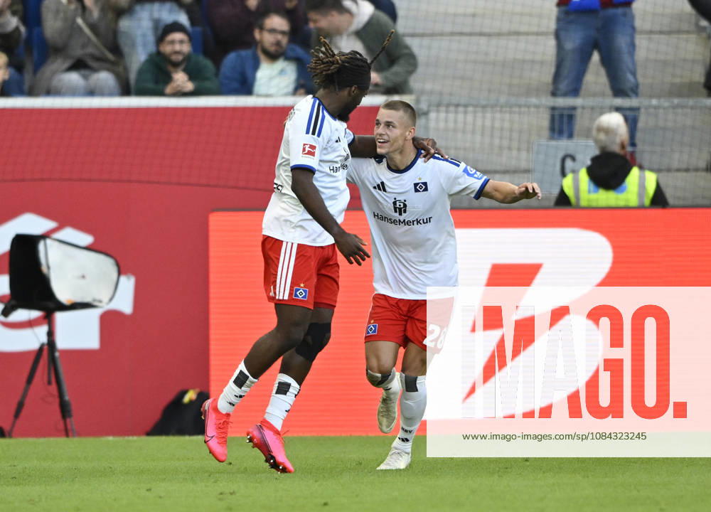TOR zum 2:2 Terem Moffi Hamburger SV HSV (09) Torjubel Miro Muheim Hamburger SV HSV (28) TSG 1899 Hoffenheim vs Hamburger SV HSV 10.10.2026 DFL REGULATIONS PROHIBIT ANY USE OF PHOTOGRAPHS AS IMAGE SEQUENCES AND OR QUASI-VIDEO TSG 1899 Hoffenheim vs Hamburger SV HSV