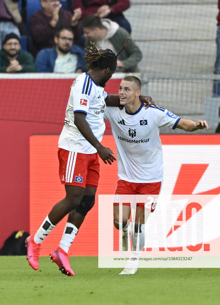 TOR zum 2:2 Terem Moffi Hamburger SV HSV (09) Torjubel Miro Muheim Hamburger SV HSV (28) TSG 1899 Hoffenheim vs Hamburger SV HSV 10.10.2026 DFL REGULATIONS PROHIBIT ANY USE OF PHOTOGRAPHS AS IMAGE SEQUENCES AND OR QUASI-VIDEO TSG 1899 Hoffenheim vs Hamburger SV HSV