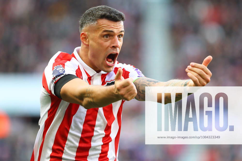 SUNDERLAND, ENGLAND, OCTOBER 10: Granit Xhaka of Sunderland AFC gestures for the ball during a Premier League 2026-27 match between Sunderland AFC and Brighton & Hove Albion at the Stadium of Light on October 10, 2026 in Sunderland, England. (Photo by Zach Forster Sports Press Photo)