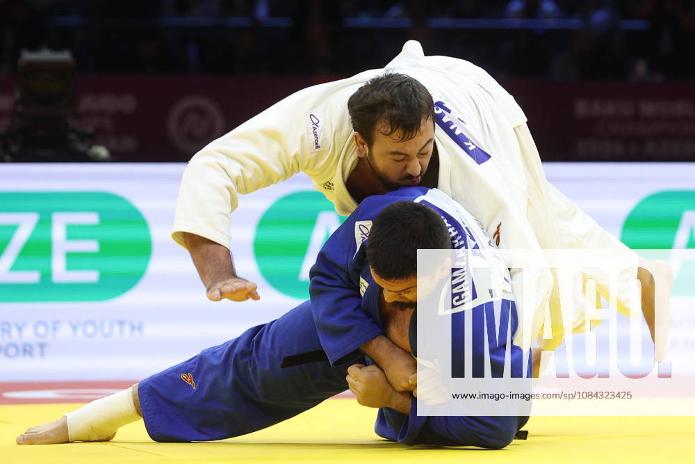 AZERBAIJAN, BAKU - OCTOBER 10, 2026: Azerbaijan s Kanan Nasibov (back) and Dzhamal Gamzatkhanov fight in their heavyweight bout during the 2026 World Judo Championships at the National Gymnastics Arena 2026 World Judo Championships In Baku - ZUMAt113 20261010_zaa_t113_418