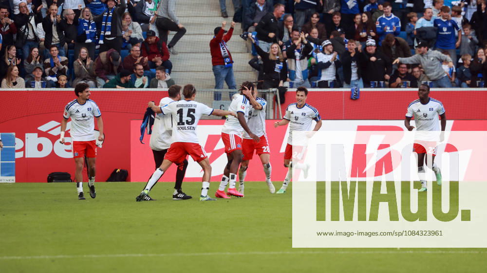 TSG 1899 Hoffenheim - Hamburger SV Deutschland, Sinsheim, 10.10.2026, Fussball, Bundesliga, Saison 2026 2027, TSG 1899 Hoffenheim - Hamburger SV: Terem Moffi (Hamburger SV); Jubel Tor 2:2 Moffi.
