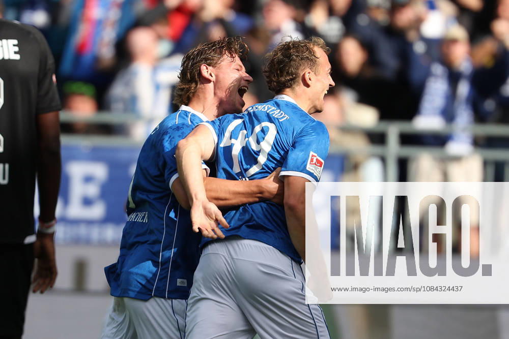 2026.10.10 Fussball 2.Bundesliga SV Darmstadt 98 - Energie Cottbus v.l.,Fynn Luca Lakenmacher (SV Darmstadt 98) and Yannik Luehrs (SV Darmstadt 98) seen celebrating after scoring goal to 3:1