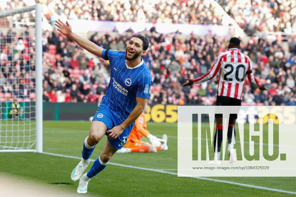 Sunderland v Brighton & Hove Albion, Premier League Jaouen Hadjam of Brighton celebrates scoring his sides second goal of the match 0-2 during the Sunderland v Brighton & Hove Albion Premier League match at the Stadium of Light, Sunderland, England on 10 October 2026 Credit: Craig Cowan Every Second Media Editorial use only. All images are copyright Every Second Media Limited. No images may be reproduced without prior permission. All rights reserved. Premier League and Football League images are subject to licensing agreements with Football DataCo Limited. see https: www.football-dataco.com