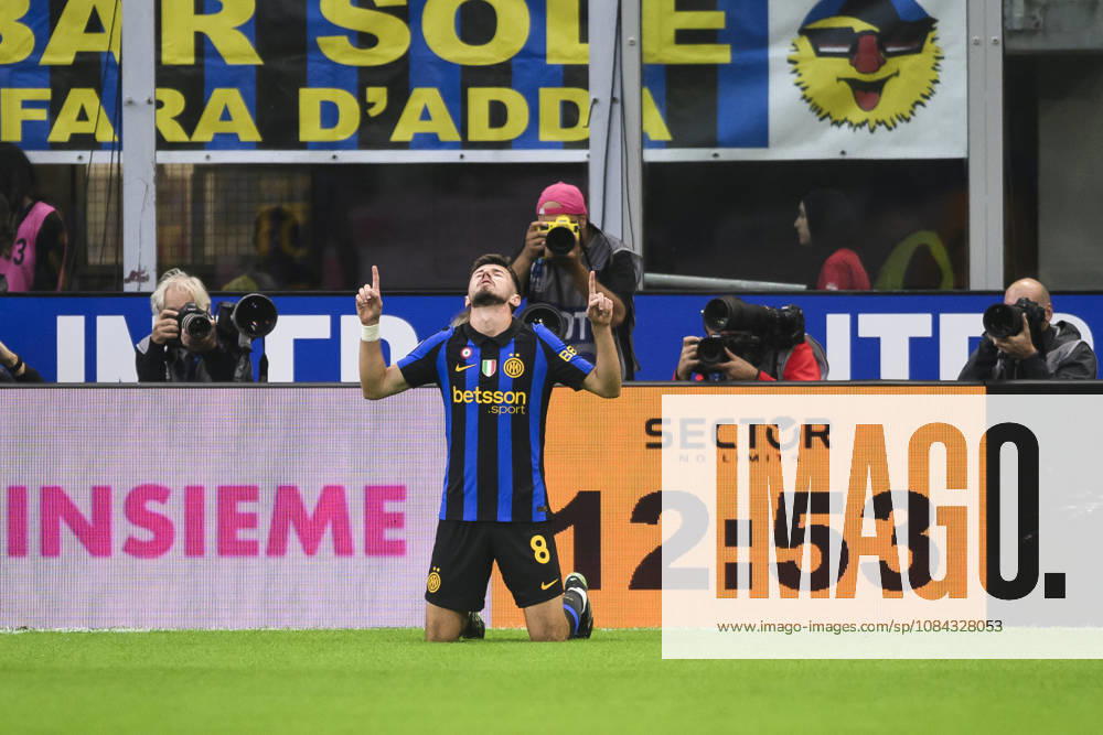 FC Internazionale v Parma Calcio - Serie A Petar Sucic of FC Internazionale celebrates after scoring the opening goal during the Serie A football match between FC Internazionale and Parma Calcio. Milan Italy