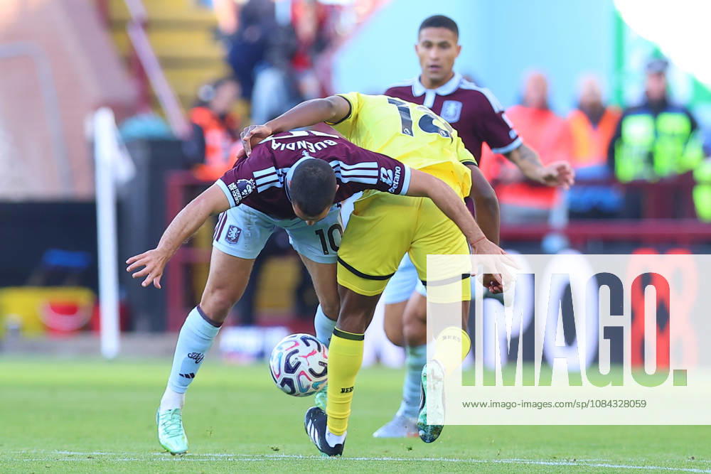 Aston Villa v Brentford, Premier League Emiliano Buendia of Aston Villa and Mamadou Sangarà of Brentford FC battle for possession during the Aston Villa v Brentford Premier League match at Villa Park, Birmingham, England on 10 October 2026 Credit: Ryan Crockett Every Second Media Editorial use only. All images are copyright Every Second Media Limited. No images may be reproduced without prior permission. All rights reserved. Premier League and Football League images are subject to licensing agreements with Football DataCo Limited. see https: www.football-dataco.com