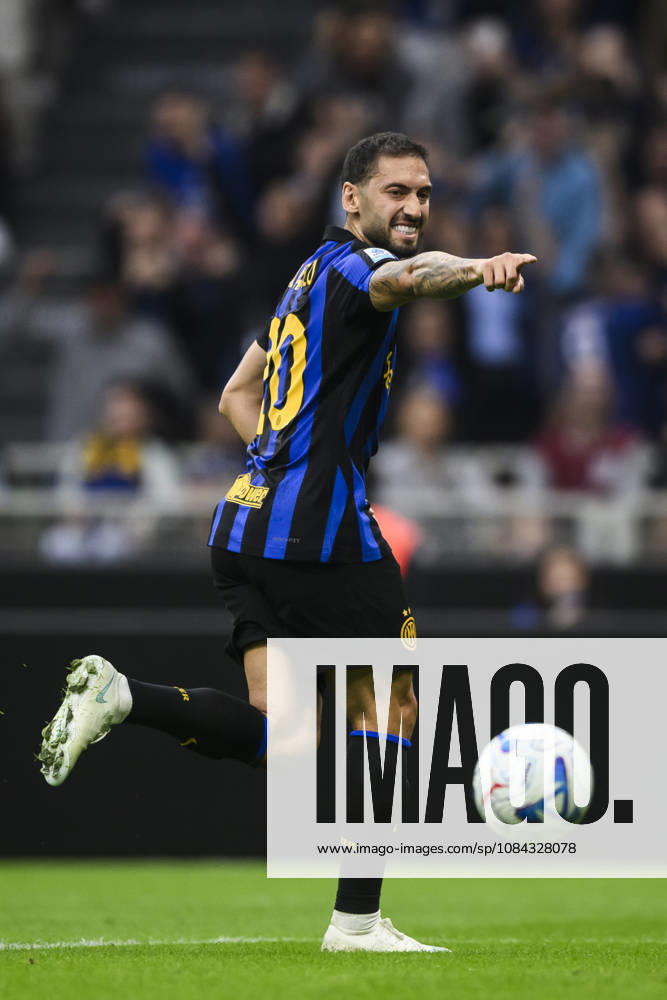 FC Internazionale v Parma Calcio - Serie A Hakan Calhanoglu of FC Internazionale celebrates after scoring a goa lfrom a penalty kick during the Serie A football match between FC Internazionale and Parma Calcio. Milan Italy