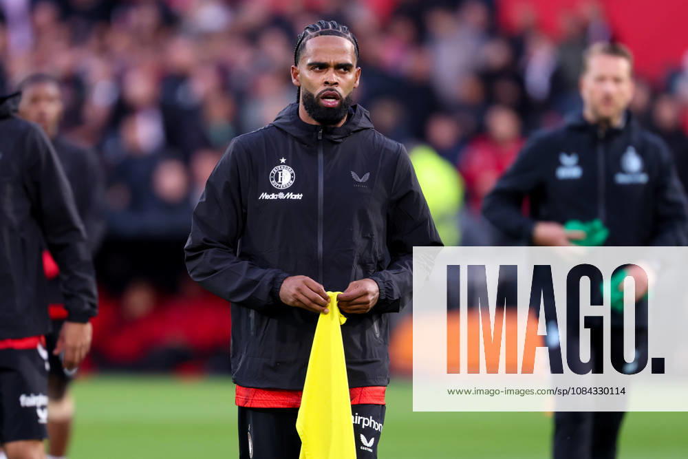2026-10-10 Feyenoord v AZ Alkmaar - Dutch Eredivisie ROTTERDAM, NETHERLANDS - OCTOBER 10: Warming up of Jeremiah St. Juste of Feyenoord during the Dutch Eredivisie match between Feyenoord and AZ Alkmaar at Stadion Feijenoord on October 10, 2026 in Rotterdam, Netherlands. Rotterdam Stadion Feijenoord Netherlands Content not available for redistribution in The Netherlands directly or indirectly through any third parties.