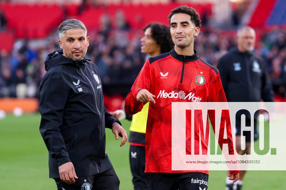 2026-10-10 Feyenoord v AZ Alkmaar - Dutch Eredivisie ROTTERDAM, NETHERLANDS - OCTOBER 10: Warming up of Assistent coach Said Bakkati of Feyenoord, Oussama Targhalline of Feyenoord during the Dutch Eredivisie match between Feyenoord and AZ Alkmaar at Stadion Feijenoord on October 10, 2026 in Rotterdam, Netherlands. Rotterdam Stadion Feijenoord Netherlands Content not available for redistribution in The Netherlands directly or indirectly through any third parties.