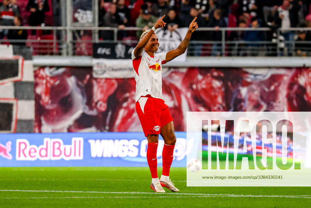 Antonio Nusa (RB Leipzig, 07) Jubel, Torjubel, jubelt ueber Tor zum 2:0, GER, RB Leipzig vs. Eintracht Frankfurt, Fussball, 1. Bundesliga Herren, 5. Spieltag, Spielzeit 2026 2027, 10.10.2026 DFL regulations prohibit any use of photographs as image sequences and or quasi-video. GER, RB Leipzig vs. Eintracht Frankfurt, Fussball, 1. Bundesliga Herren, 5. Spieltag, Spielzeit 2026 2027, 10.10.2026 Leipzig