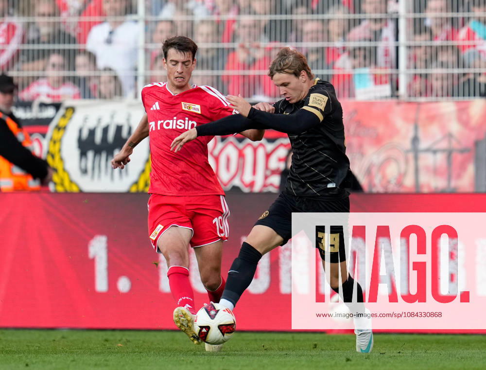 Janik Haberer (1. FC Union Berlin, 19) im Zweikampf mit William Cole Campbell (SV Elversberg, 39). GER, 1.FC Union Berlin vs SV Elversberg, 1. Bundesliga, 5. Spieltag, Saison 2026-27, Stadion An der Alten Foersterei, Berlin, 10.10.2026 DFL REGULATIONS PROHIBIT ANY USE OF PHOTOGRAPHS AS IMAGE SEQUENCES AND OR QUASI-VIDEO 1.FC Union Berlin vs SV Elversberg, 1. Bundesliga, 5. Spieltag, Saison 2026-27, 10.10.2026 Berlin