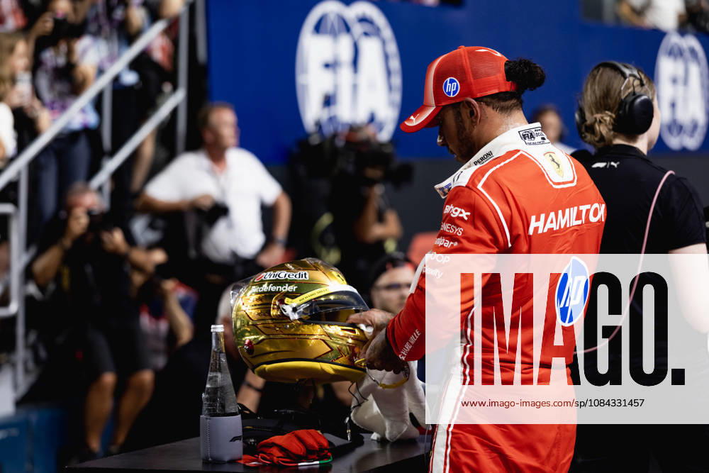 Lewis Hamilton of Great Britain and Scuderia Ferrari HP at Parc Ferme after qualifying for F1 Grand Prix race of Singapore at Marina Bay Street Circuit on October 10, 2026 in Singapore, Singapore. (Photo by Qian Jun SPP-Paddocker)