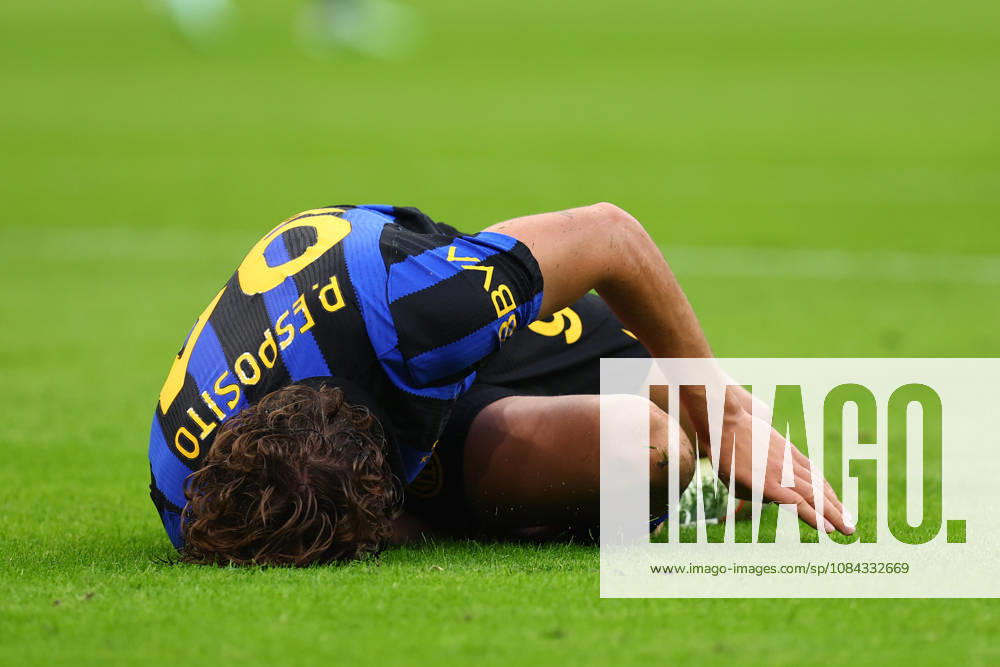 Serie A Fc Internazionale - Parma Calcio Francesco Pio Esposito of Fc Internazionale lies on the ground during the Serie A match beetween Fc Internazionale and Parma Calcio at Stadio Giuseppe Meazza on October 10 2026 in Milan Italy . Milano Stadio Giuseppe Meazza Italy