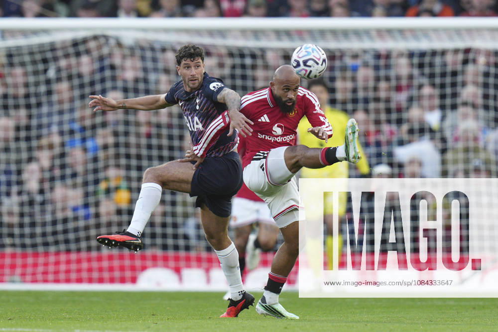 Manchester United, ManU v Tottenham Hotspur, Premier League Marcos Senesi of Tottenham Hotspur competes for the ball with Bryan Mbeumo of Manchester United during the Manchester United v Tottenham Hotspur Premier League match at Old Trafford, Manchester, England on 10 October 2026 Credit: Steve Flynn Every Second Media Editorial use only. All images are copyright Every Second Media Limited. No images may be reproduced without prior permission. All rights reserved. Premier League and Football League images are subject to licensing agreements with Football DataCo Limited. see https: www.football-dataco.com